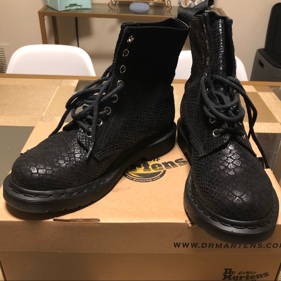 Dr Martens 46 Snake Print Combat Boots 